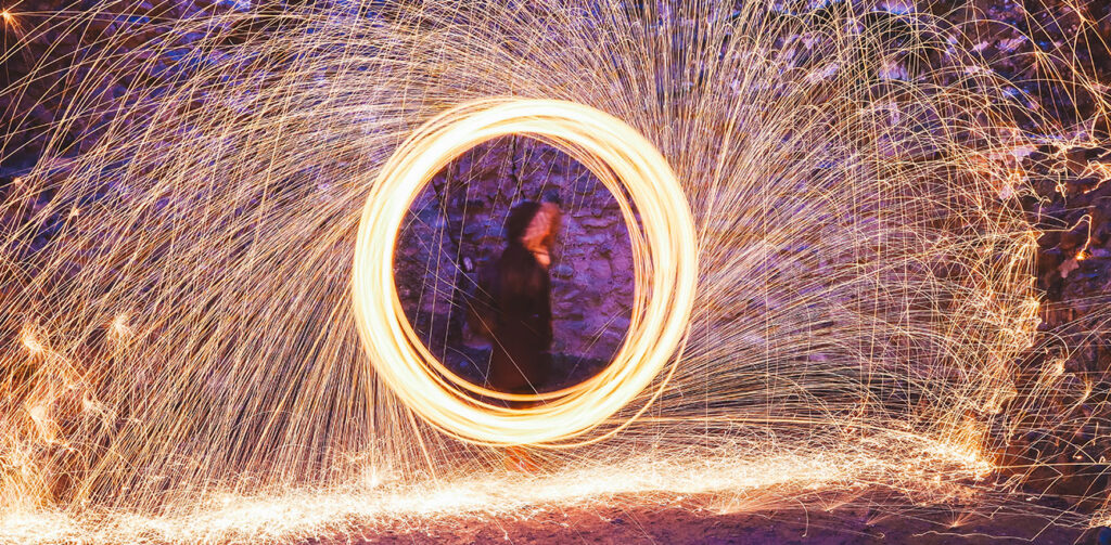 Letter from the Editor - Picture shows blurred timestop photo of someone spinning a sparkler in a circle with sparks flying off